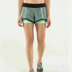 Lululemon In A Flash Short Double Diamond Fresh Teal / Black size 8